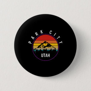 Park City Utah Vintage Souvenir Skier Snowboarding 6 Cm Round Badge