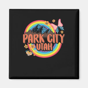 Park City Utah Vintage Souvenir Skier Snowboarding Magnet