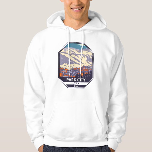 Park City Utah Winter Area Emblem Hoodie (Front)