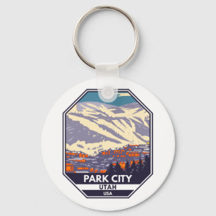 Park City Utah Winter Area Emblem   Key Ring
