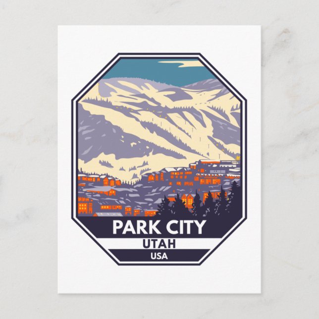 Park City Utah Winter Area Emblem   Postcard (Front)