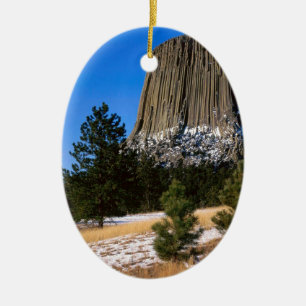 Park Devils Tower Monument Wyoming Ceramic Ornament