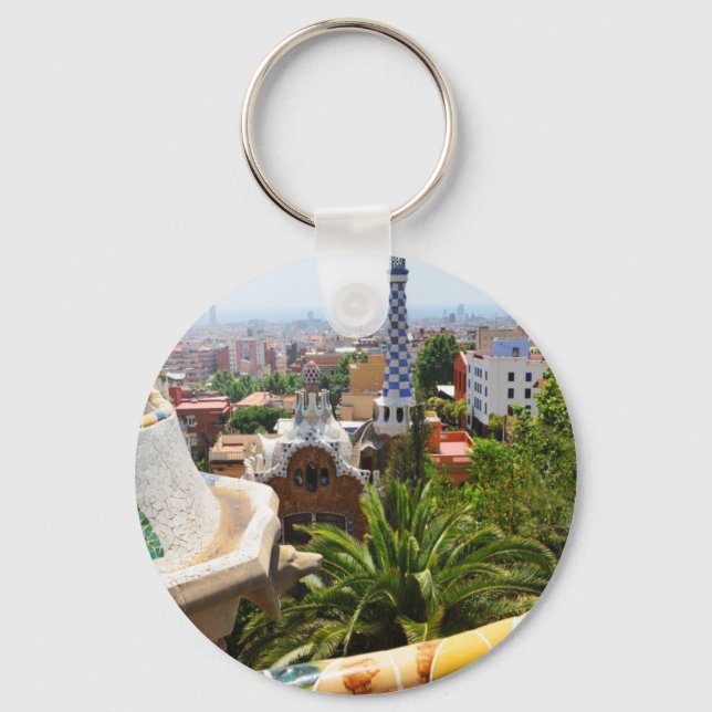 Park Guell in Barcelona, Spain Key Ring (Front)