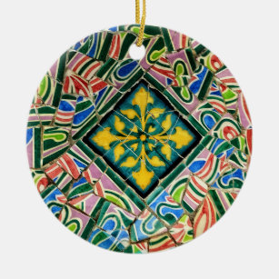 Park Guell mosaics Ceramic Ornament
