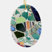 Park Guell mosaics oval Ornament (Back)