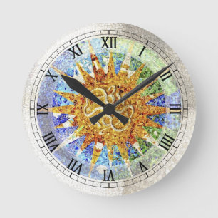 Park Guell mosaics Wall Clock