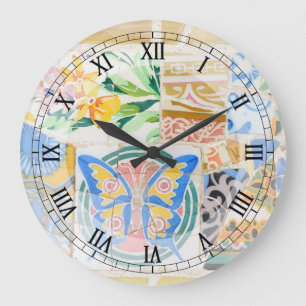 Park Guell mosaics Wall Clock