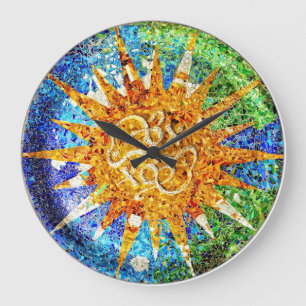 Park Guell mosaics Wall Clock