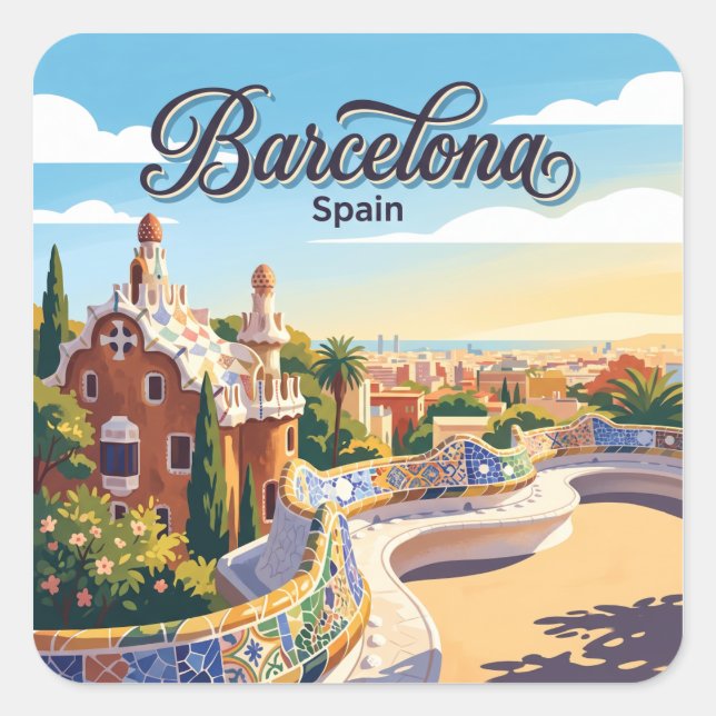 Park Güell Spain Square Sticker (Front)