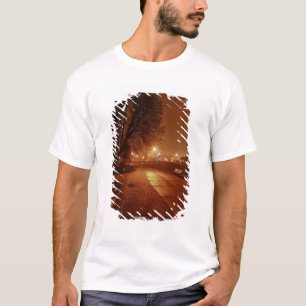 Park on a foggy night decorated for Christmas T-Shirt