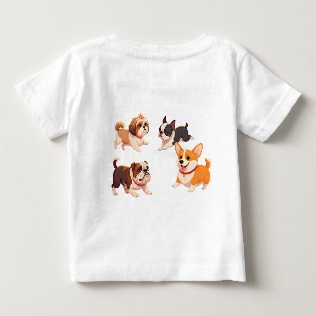 "Park Pals: Cartoon Dogs at Play" Baby T-Shirt (Back)