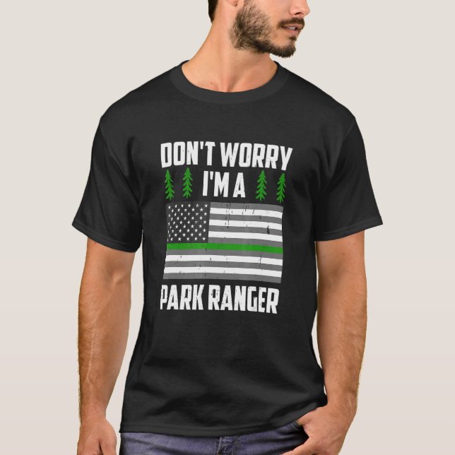 Park Ranger American Flag Wildlife Officer Game Wa T-Shirt (Front)