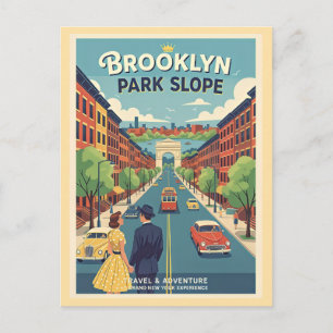 Park Slope Brooklyn NY 1950s Retro Travel Postcard