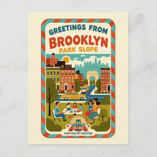 Park Slope Brooklyn NY Retro 1950s Travel Postcard