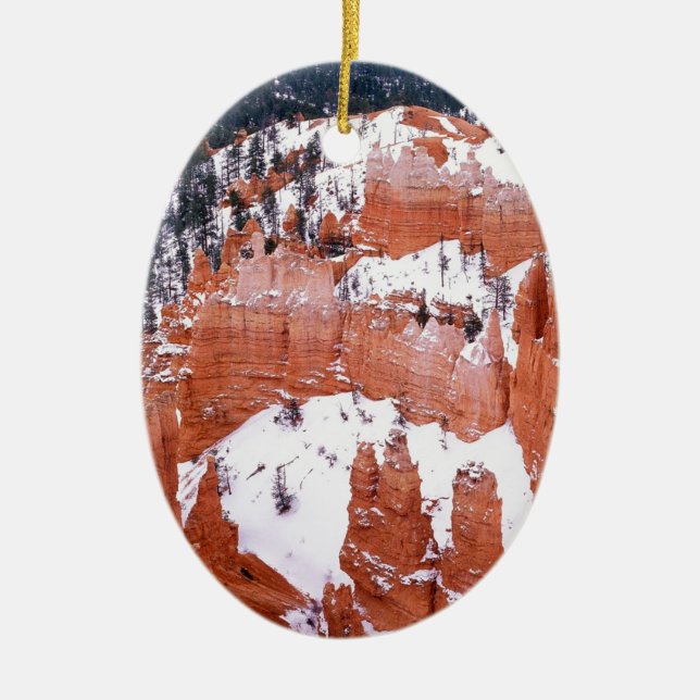 Park Snowy Bryce Canyon Utah Ceramic Ornament (Front)