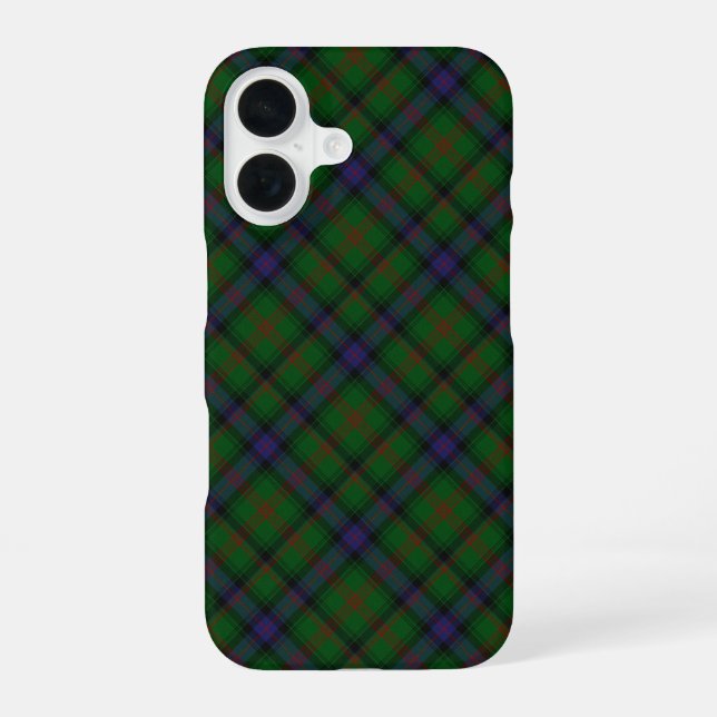 Park tartan green blue plaid iPhone 16 case (Back)