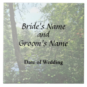 Park With Bridge in Distance Wedding Products Ceramic Tile