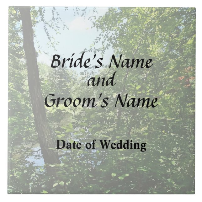 Park With Bridge in Distance Wedding Products Ceramic Tile (Front)