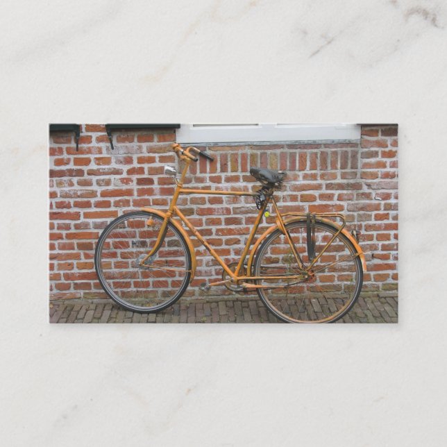 Parked Bicycle and a Brick Wall Small Photo Card (Front)