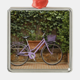 Parked bicycle, Pienza, Italy, Tuscany Metal Ornament