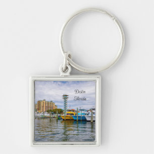 Parked Boats Destin Florida Harbour Keychain