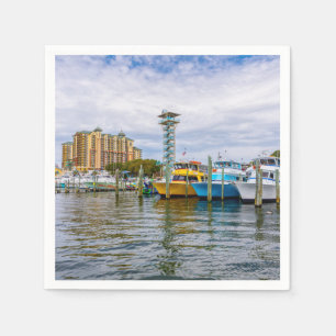 Parked Boats Destin Florida Harbour Paper Napkins