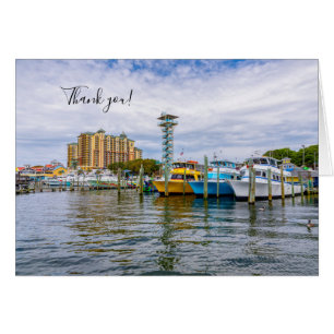 Parked Boats Destin Florida Harbour Thank You Card