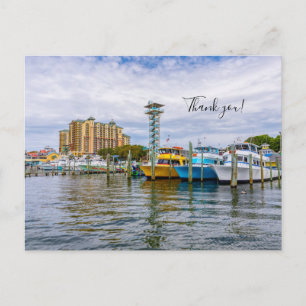 Parked Boats Destin Florida Harbour Thank You Postcard