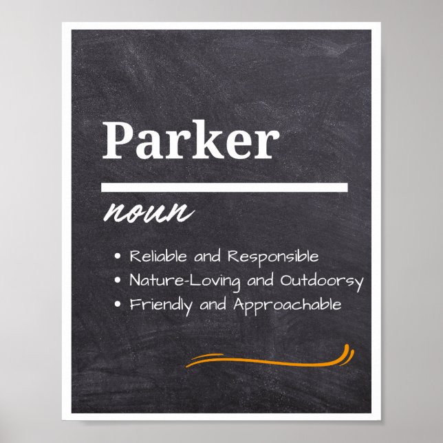 Parker, Boy Personalised Name Definition  Poster (Front)