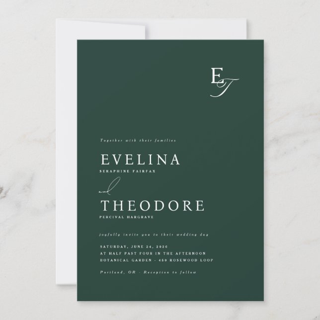 Parker Monogram Wedding Invitation (Front)