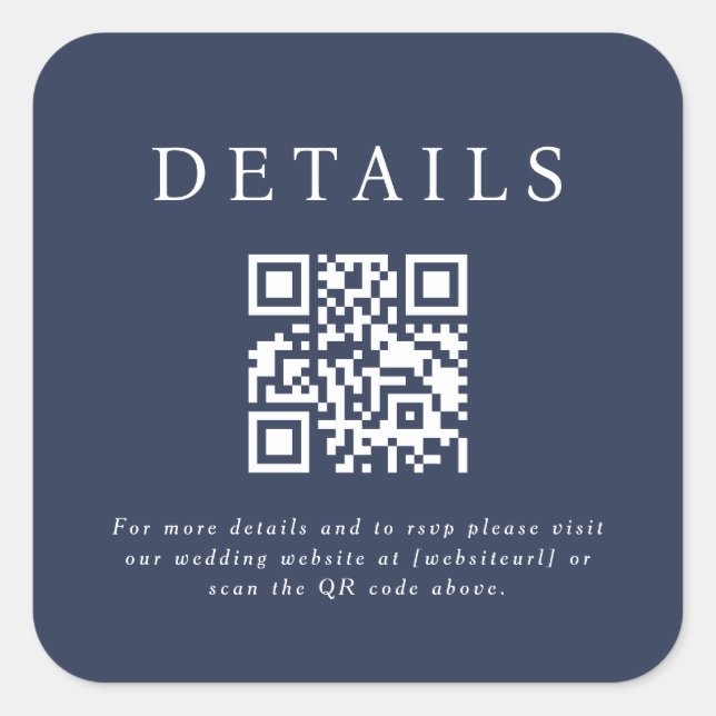 Parker Wedding QR Code Square Sticker (Front)