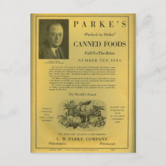 Parke's Canned Foods Postcard
