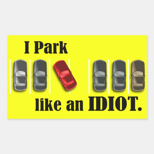 Parking Idiot Rectangular Sticker (Front)