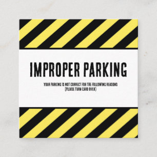 Parking Incorrectly Complaint Card, Funny Bad Park Square Business Card