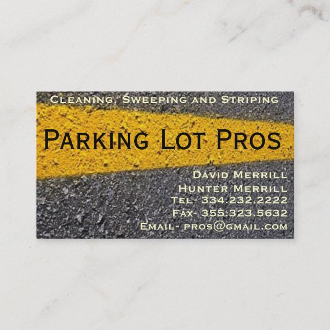 Parking lot striping business card (Front)