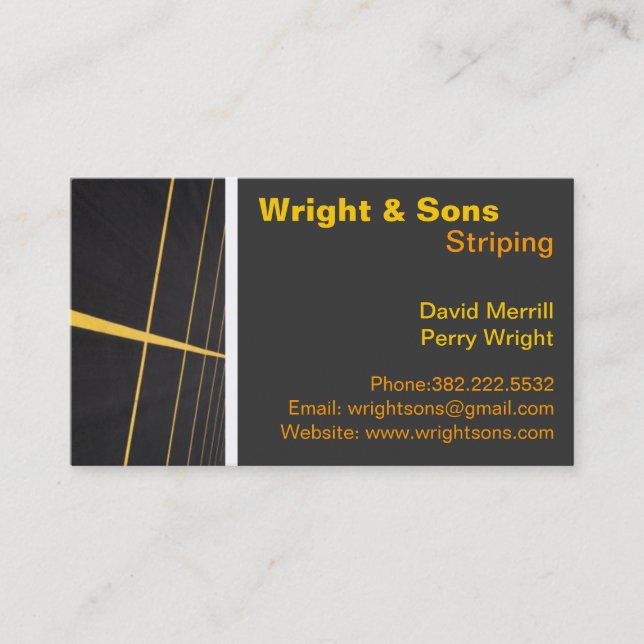 Parking lot Striping maintenance Business Cards (Front)