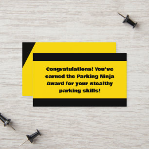 Parking Ninja Award Calling Card