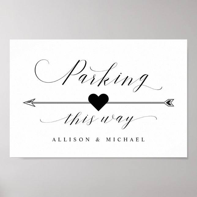 Parking This Way Elegant Script Directional Sign (Front)