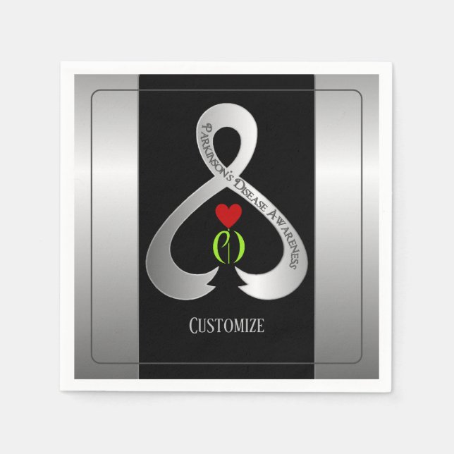 Parkinson"s Awareness Ribbon Black And Silver  Napkin (Front)
