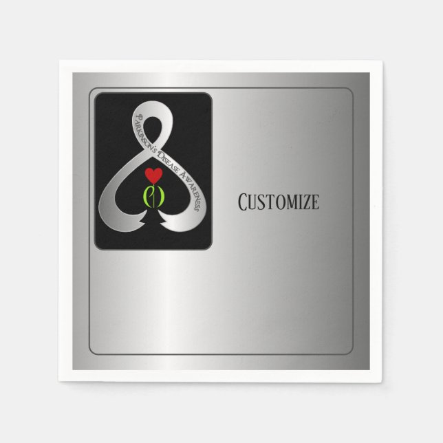 Parkinson"s Awareness Ribbon Silver Napkin (Front)