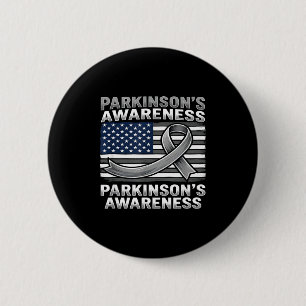 Parkinson's awareness american flag grey ribbon 6 cm round badge
