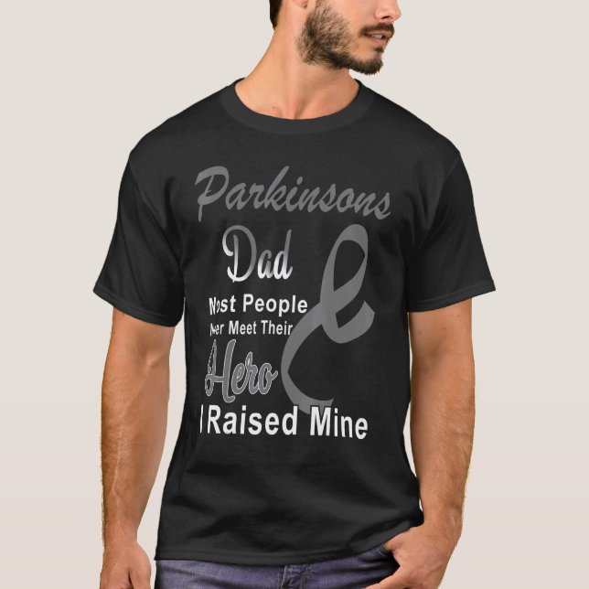 Parkinsons Awareness Dad Grey Ribbon Father Suppor T-Shirt (Front)