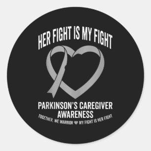 Parkinson's awareness support squad grey ribbon classic round sticker