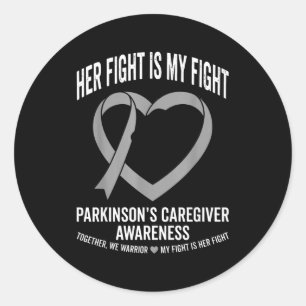 Parkinson's awareness support squad grey ribbon classic round sticker