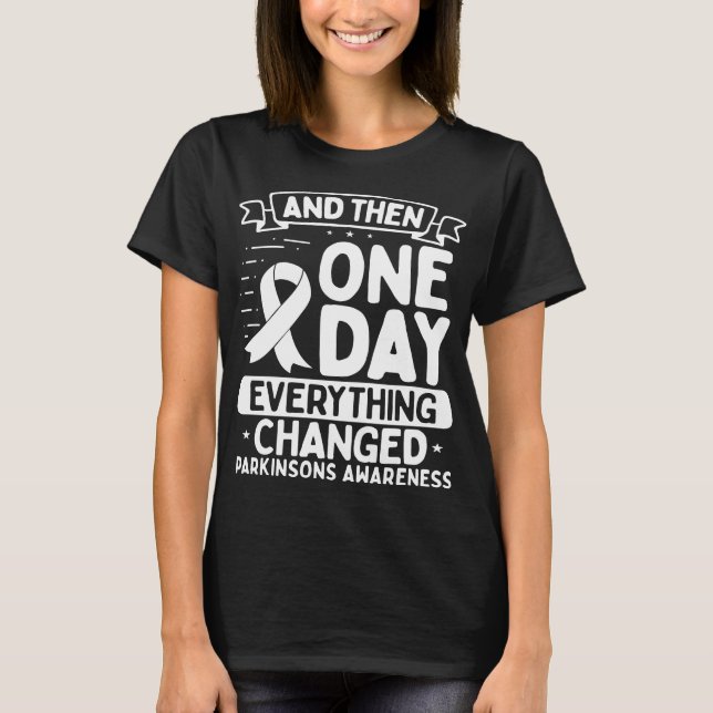 Parkinsons Awareness  Warrior Survivor Ribbon T-Shirt (Front)