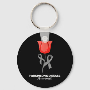 Parkinsons Disease Awareness April Month Red Tulip Key Ring