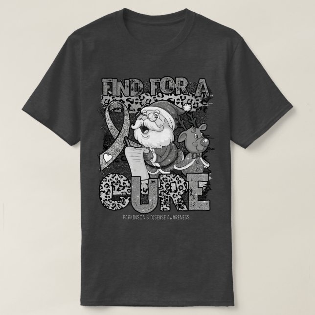 Parkinsons Disease Awareness leopard christmas cur T-Shirt (Design Front)