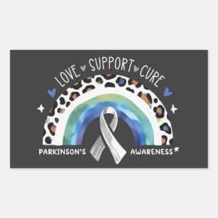 Parkinson's Disease Awareness Love Support Cure Rectangular Sticker