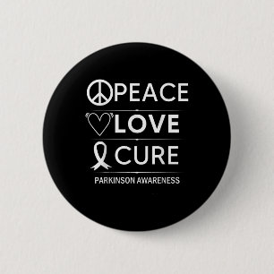 Parkinsons Disease Awareness Peace Love Cure 6 Cm Round Badge