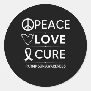 Parkinsons Disease Awareness Peace Love Cure Classic Round Sticker